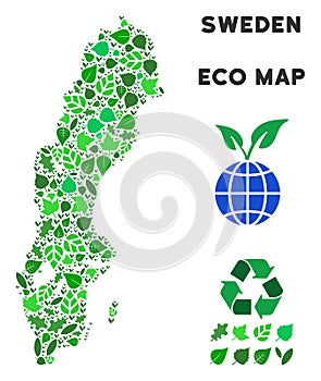 Vector Ecology Green Mosaic Sweden Map