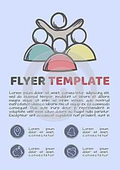 Vector editable design related to teamwork and subordination. Template for flyer, leaflet, newsletter, poster.
