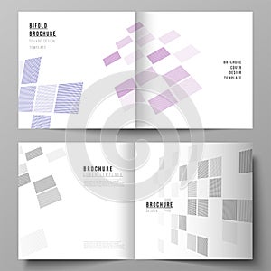 The vector of the editable layout of two covers templates for square design bifold brochure, magazine, flyer, booklet