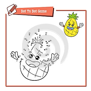 Dot to dot puzzle with cartoon pineapple