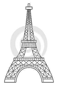 Vector Eiffel tower line icon. Paris sight black and white illustration