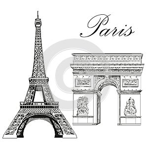 Vector Eiffel Tower and Triumphal Arch
