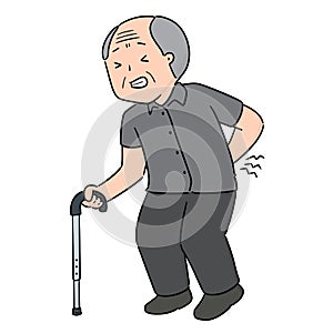 Vector of elder man got backache