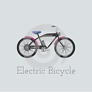 Vector electric bicycle illustration. Electric bicycle isolated on white background. Bike . Electric-bicycle moto bike illus