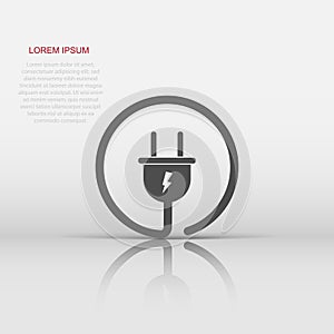 Vector electric plug icon in flat style. Power wire cable sign illustration pictogram. Wire business concept