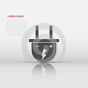 Vector electric plug icon in flat style. Power wire cable sign illustration pictogram. Wire business concept