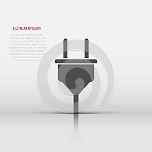 Vector electric plug icon in flat style. Power wire cable sign illustration pictogram. Wire business concept