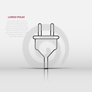 Vector electric plug icon in flat style. Power wire cable sign illustration pictogram. Wire business concept