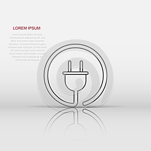 Vector electric plug icon in flat style. Power wire cable sign illustration pictogram. Wire business concept