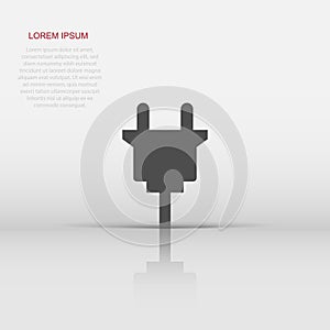 Vector electric plug sign icon in flat style. Power plug sign illustration pictogram. Electric cable business concept