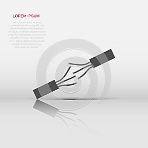 Vector electric plug sign icon in flat style. Power plug sign illustration pictogram. Electric cable business concept