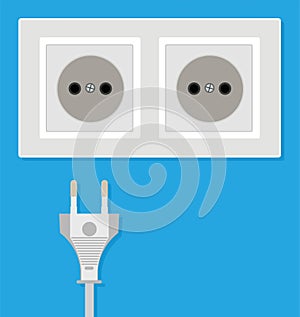 vector electrical plug and electric wall socket