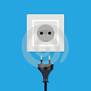 vector electrical plug inserted in electric socket