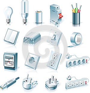 Vektor elektrisch Lieferungen satz bestehend aus symbolen 