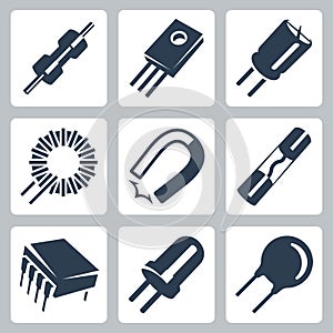 Vector electronic components icons set