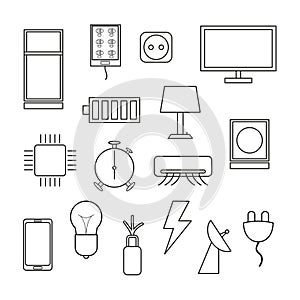 Vector of electronics icon set on white background