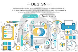 Vector elegant thin flat line Design and Art concept. Website header banner elements layout. Presentation, flyer and