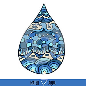 Vector element of nature - water or aqua