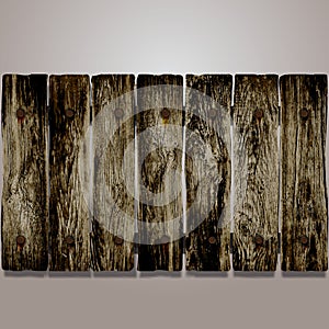 Vector element wooden fence with old nails. vector illustration