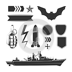 Vector elements for army, airforce and navy patches labels photo