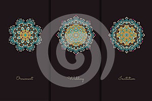 Vector elements for design template. Ornate decor for invitations, greeting cards, certificate, labels, badges, tags.