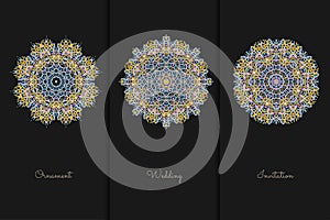 Vector elements for design template. Ornate decor for invitations, greeting cards, certificate, labels, badges, tags.