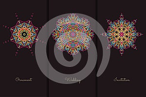 Vector elements for design template. Ornate decor for invitations, greeting cards, certificate, labels, badges, tags.