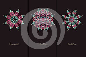 Vector elements for design template. Ornate decor for invitations, greeting cards, certificate, labels, badges, tags.