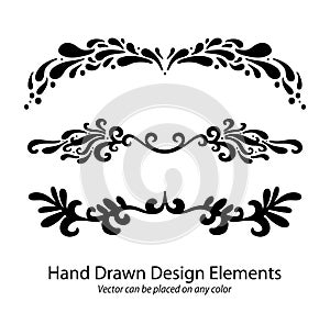 Vector elements of hand drawn paragraph dividers or fancy underline patterns