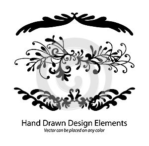 Vector elements of hand drawn paragraph dividers or fancy underline patterns