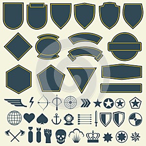 Vector elements for military, army patches, badges set