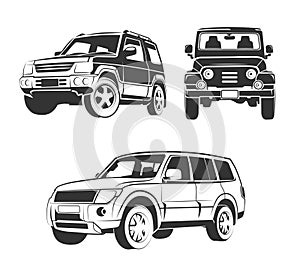 Vector elements for off-road suv car emblems, labels and badges