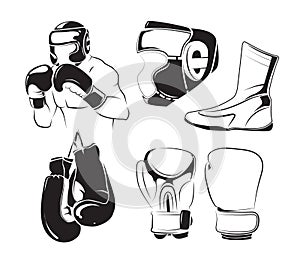 Vector elements for vintage boxing emblems, labels, badges, logos