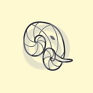 Vector Elephant head logo design. Line art elephant logo