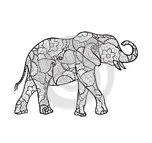 Vector elephant silhouette with abstract pattern