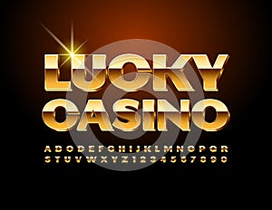 Vector elite emblem Lucky Casino. Gold Alphabet set