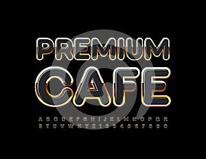 Vector elite logo Premium Cafe. Black and Gold Alphabet set