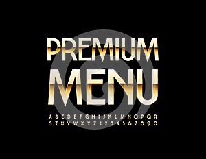 Vector elite template Premium Menu. Golden Alphabet set