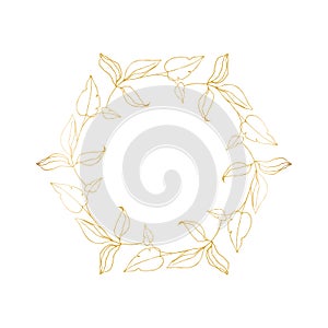 Vector emblem template for cosmetics, beauty studio, spa. Flower gold frame badge, logo in minimalism style, liner icon