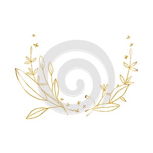 Vector emblem template for cosmetics, beauty studio, spa. Flower gold frame badge, logo in minimalism style, liner icon