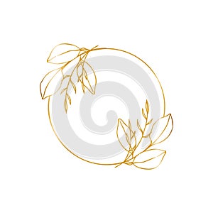 Vector emblem template for cosmetics, beauty studio, spa. Flower gold frame badge, logo in minimalism style, liner icon
