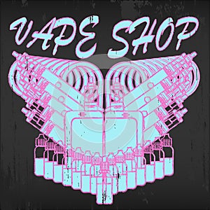 Vector emblem of vape shop.