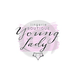 Vector emblem woman lingerie theme with lettering