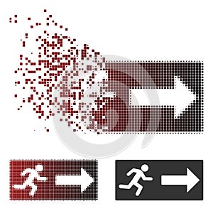 Fragmented Pixel Halftone Emergency Exit Icon