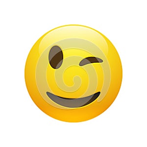 Vector Emoji yellow smiley winking face photo