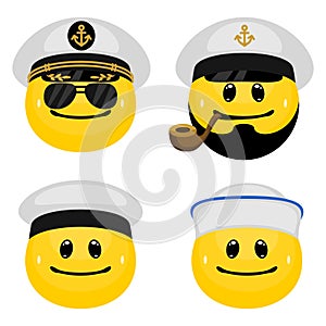 Vector emoticon set of marine officers and sailors