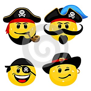 Vector emoticon set of pirates.