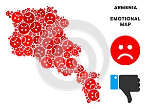 Vector Emotion Armenia Map Mosaic of Sad Emojis