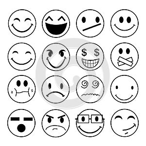 Vector emotional face icons