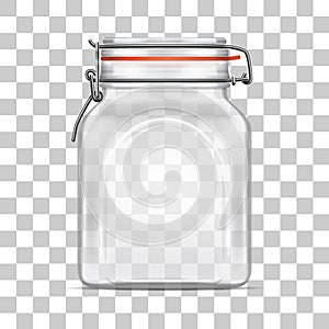 Vector empty Bale Square Glass Jar with Swing Top Lid isolated on transparent background